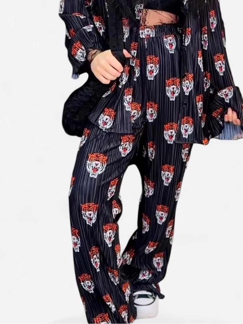 Dressed in Lala Tiger Print Plisse Pants - Size 2XL